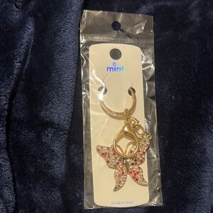 Butterfly Bag Charm/Keychain with Gold and Multicolor Accents